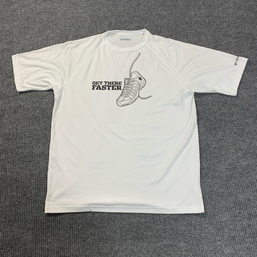 Columbia T Shirt Mens L White Short Sleeve Hiking Stretch Breathable Outdoors